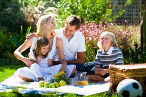 Family enjoying a simple outing together outdoors