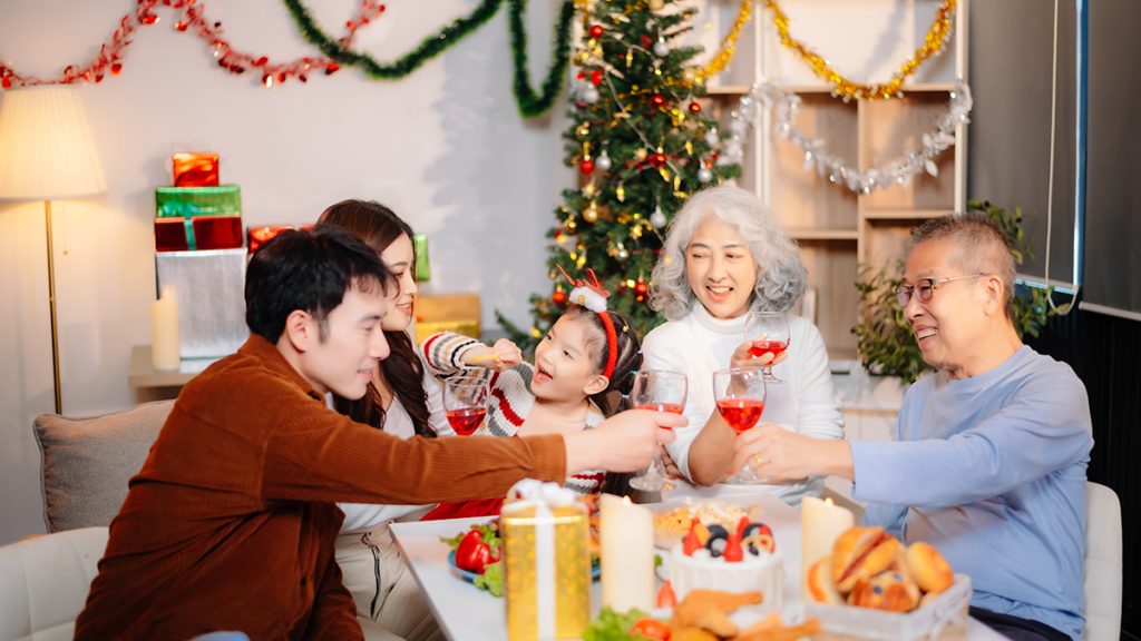 Family creating something together as a repeated tradition