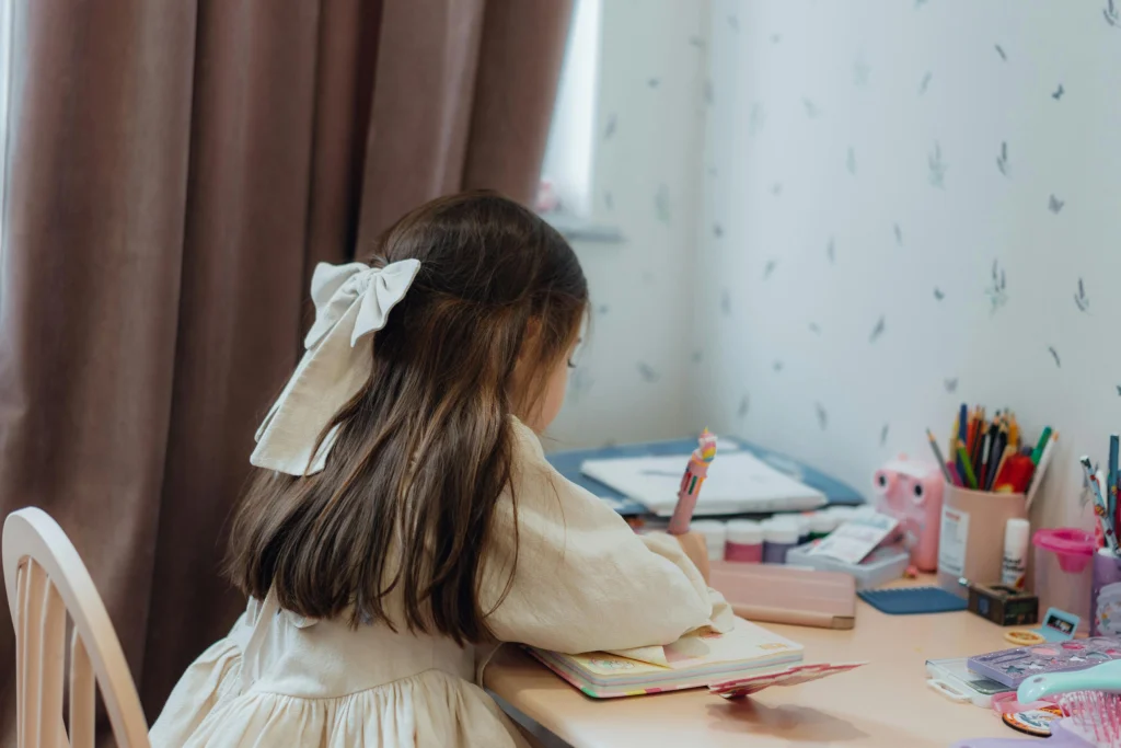 Child taking a short after-school reset before home learning time