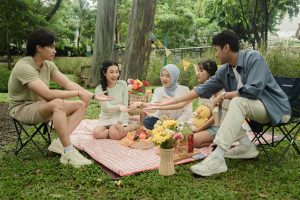 Family sharing a familiar weekend activity together