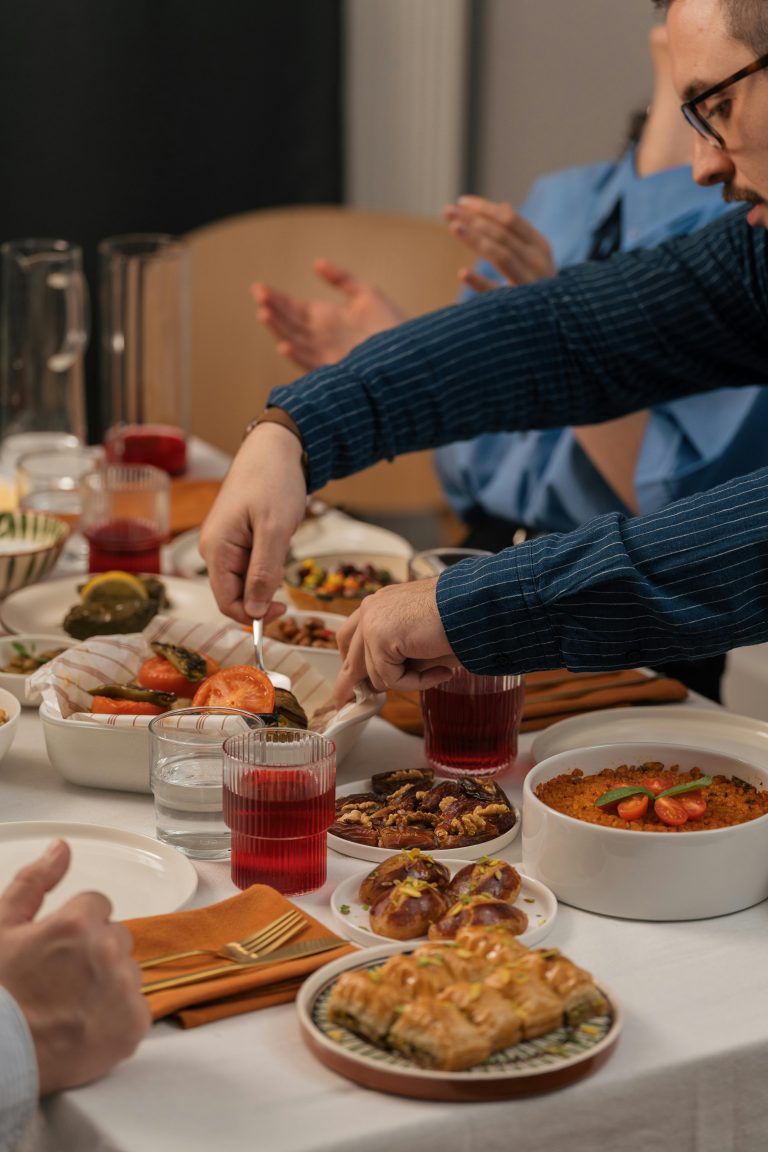 Family sharing dinner together indoors