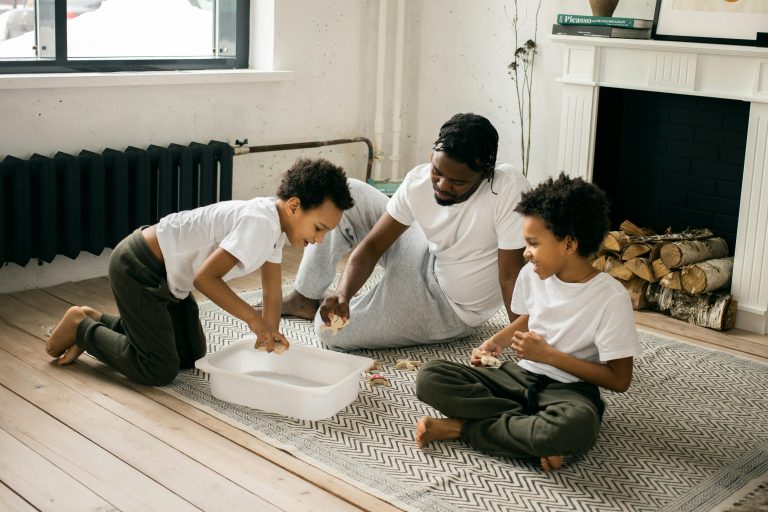 Family spending calm time together during a simple home ritual