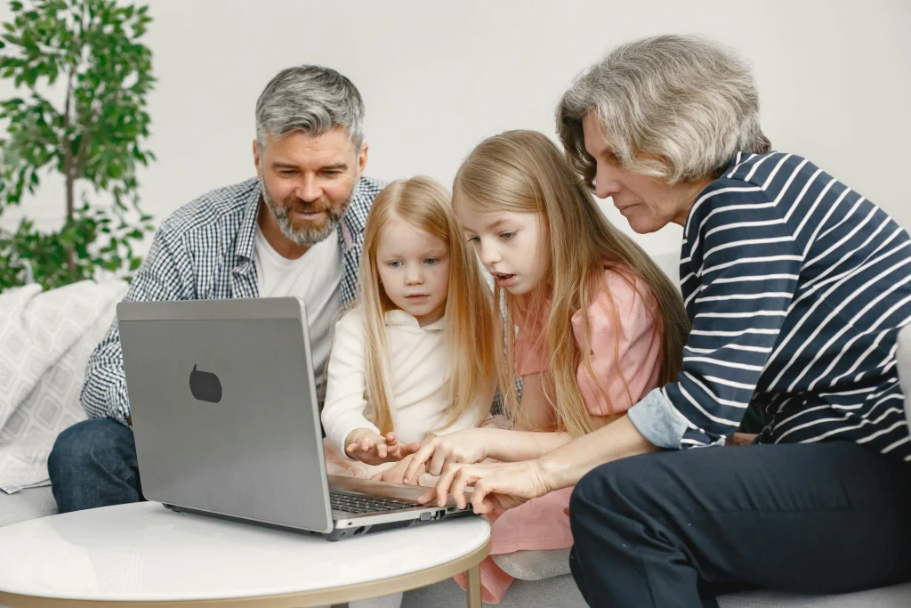 Family ending screen time and moving into a regular evening activity together
