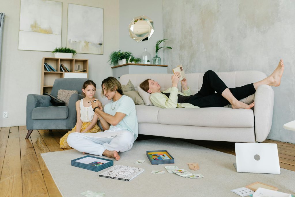 Family spending quality time together at home