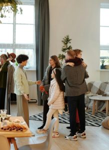 Family having a calm discussion at home