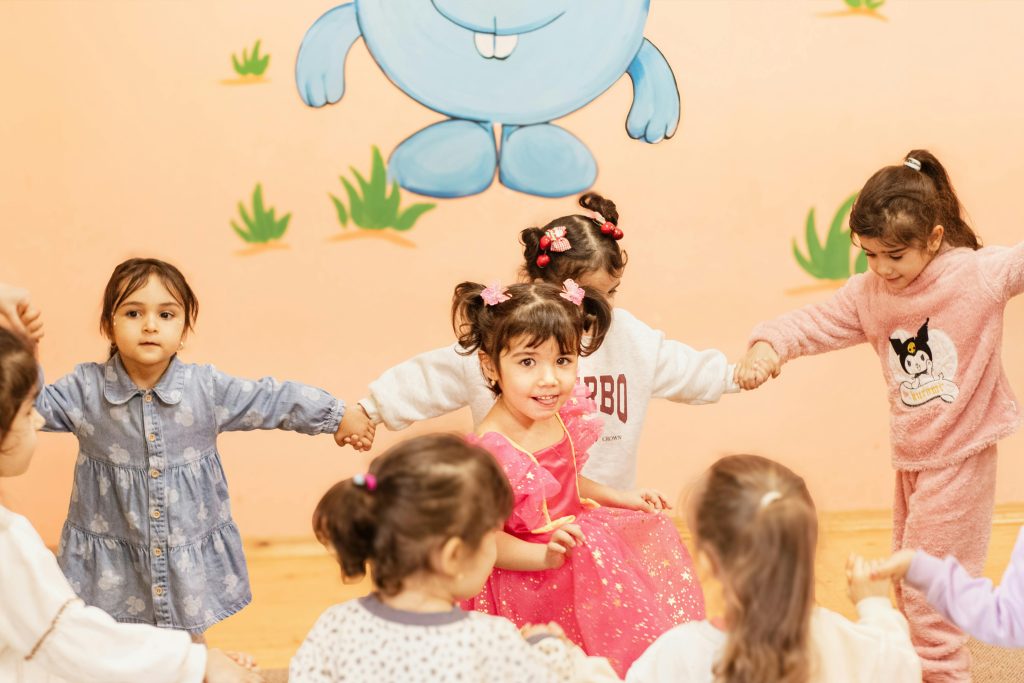 Preschool children taking part in a group activity
