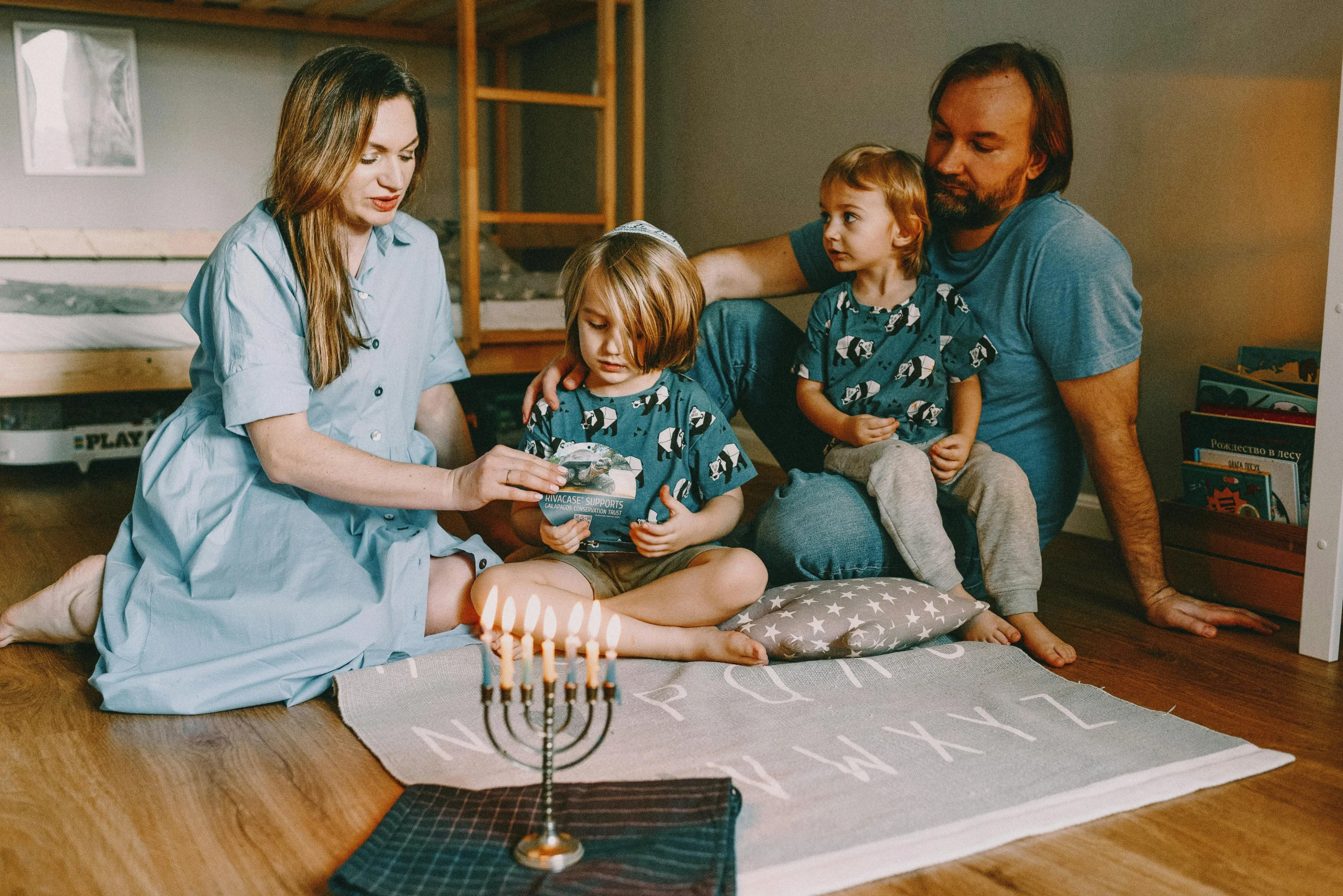 Family enjoying a simple weekly ritual together at home