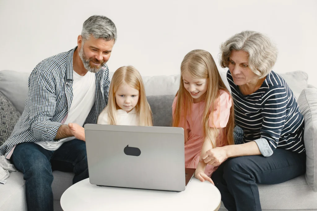 Family starting a calm next routine together after screen time ends