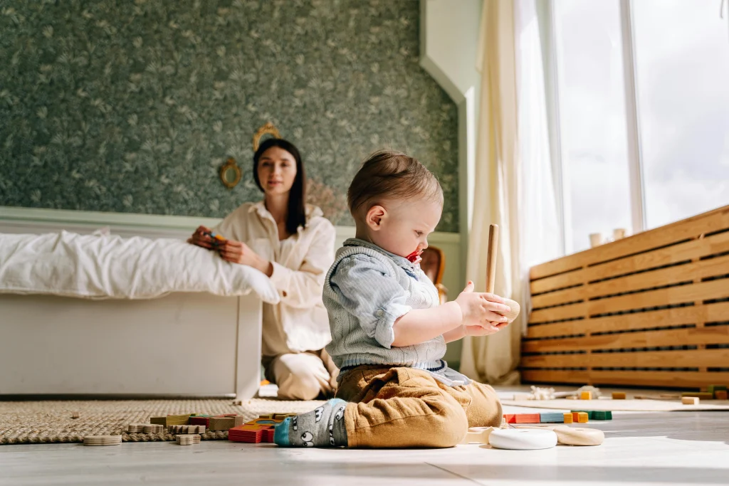 Parent and child starting a routine calmly with materials ready at home