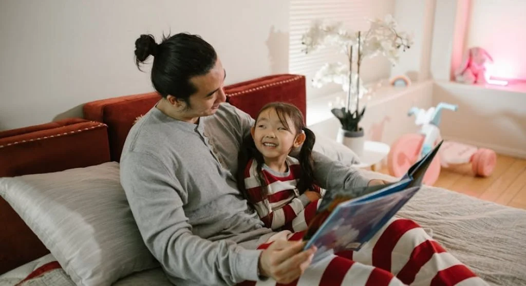 child listening to bedtime story