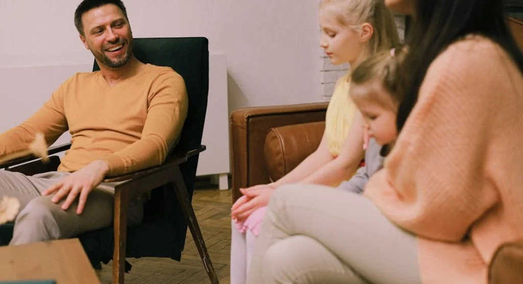 family members talking together