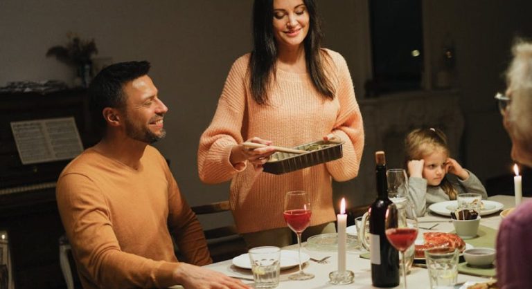 family sharing meal together