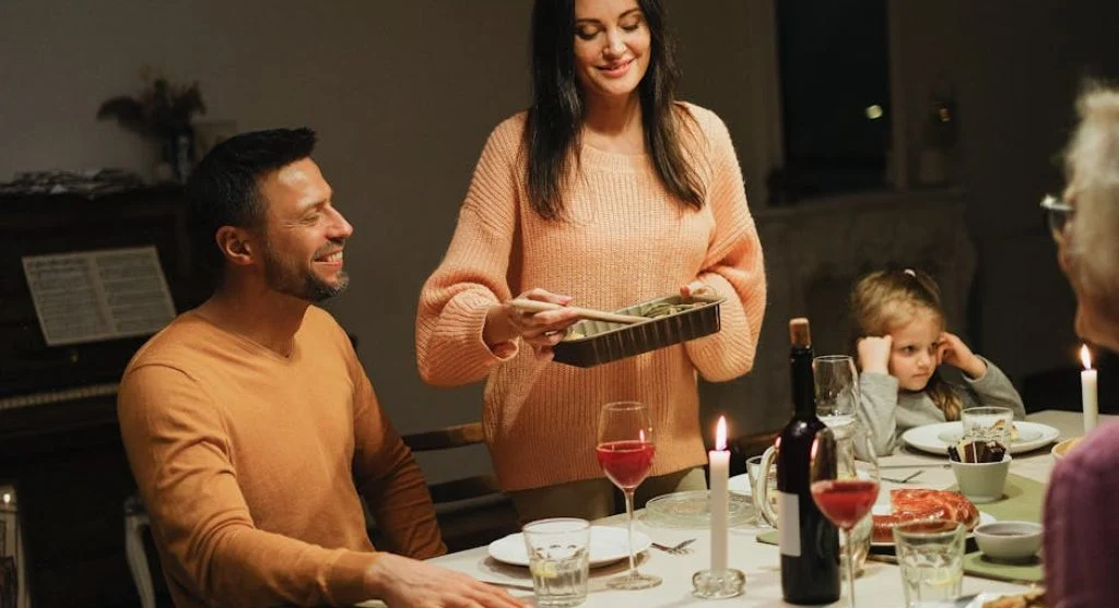 family having dinner at home