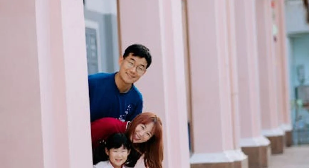 smiling family having fun together