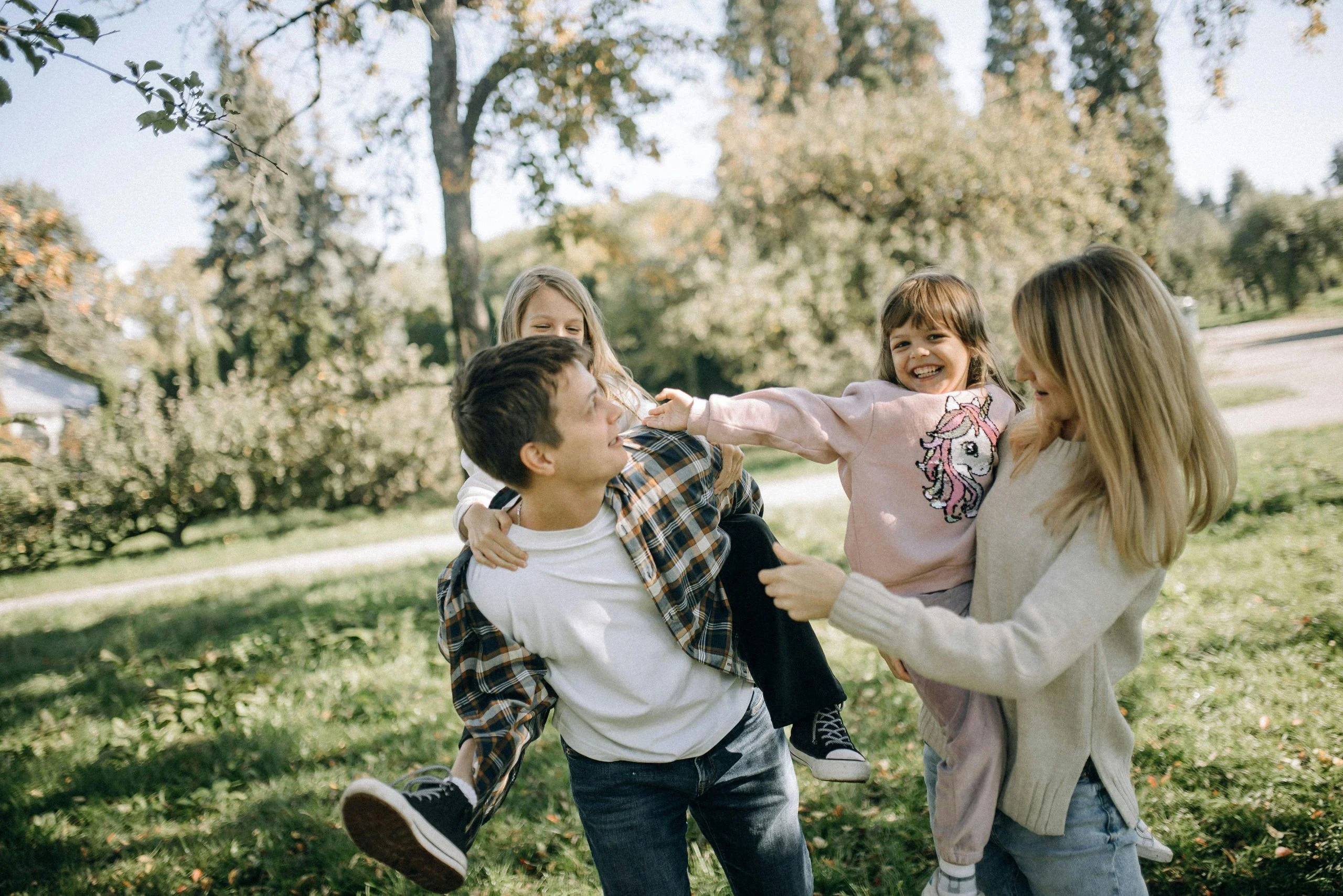 happy family playing together
