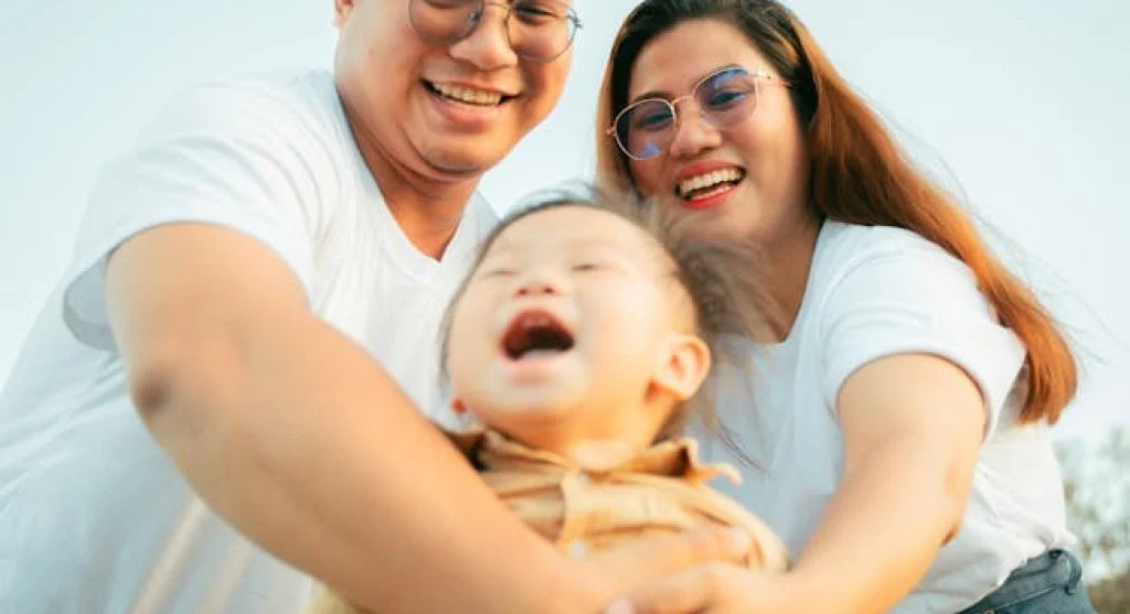 smiling family having fun together