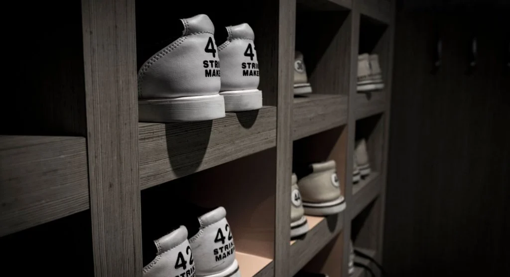 Neatly arranged shoes by the front door before a family outing