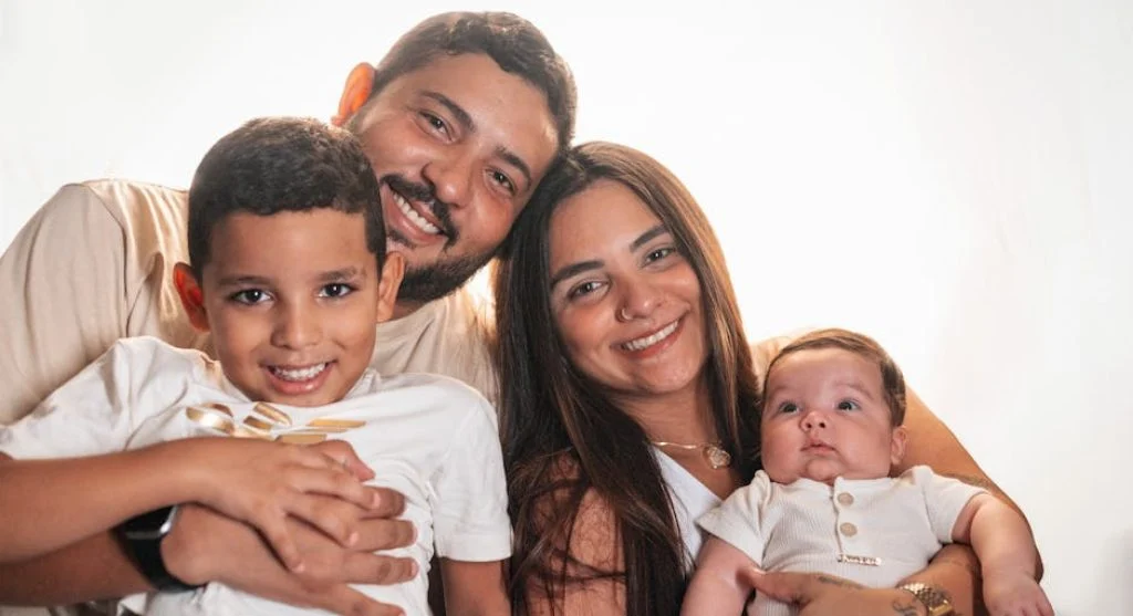 smiling family having fun together