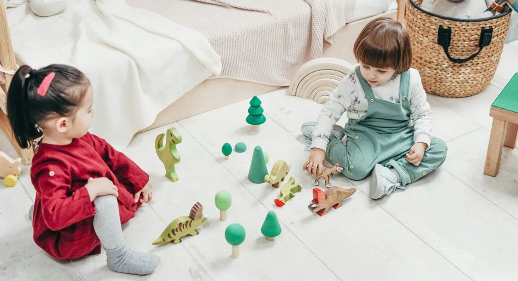 child following toy cleanup routine