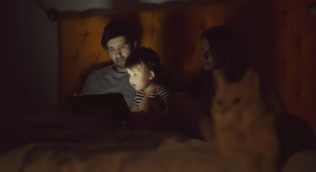 Child finishing an easy final bedtime task at home