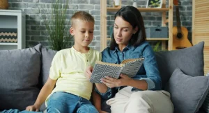 parent calmly talking to child
