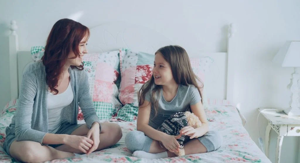 parent and child having conversation