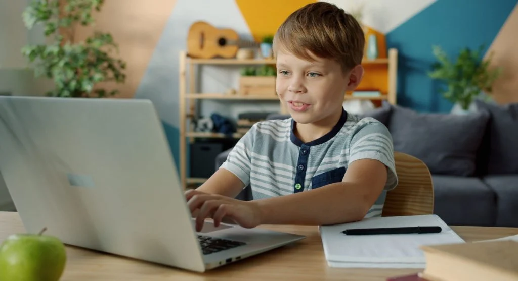 Child ending study time with one simple successful task at home
