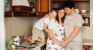 Family sharing a small everyday ritual together at home