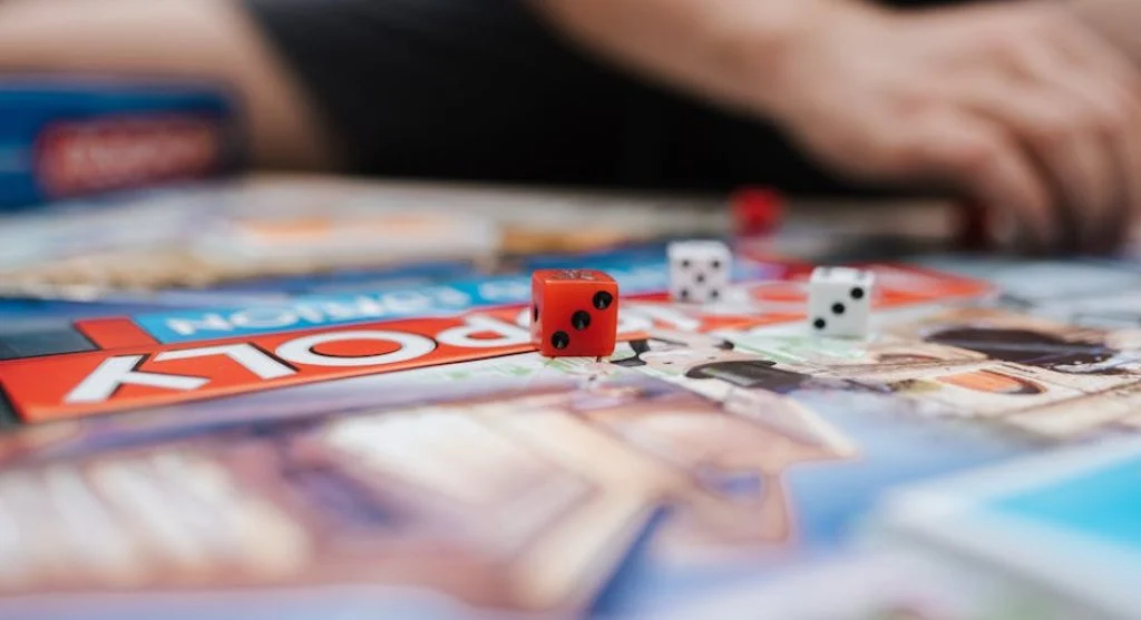family playing board games together