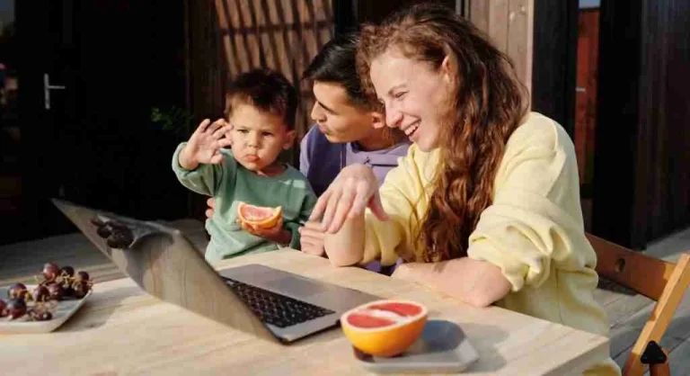Child noticing a socially awkward moment during a family interaction