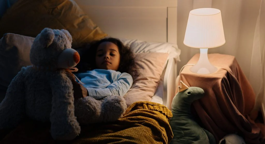 Calm bedtime routine setup designed to help a child wind down