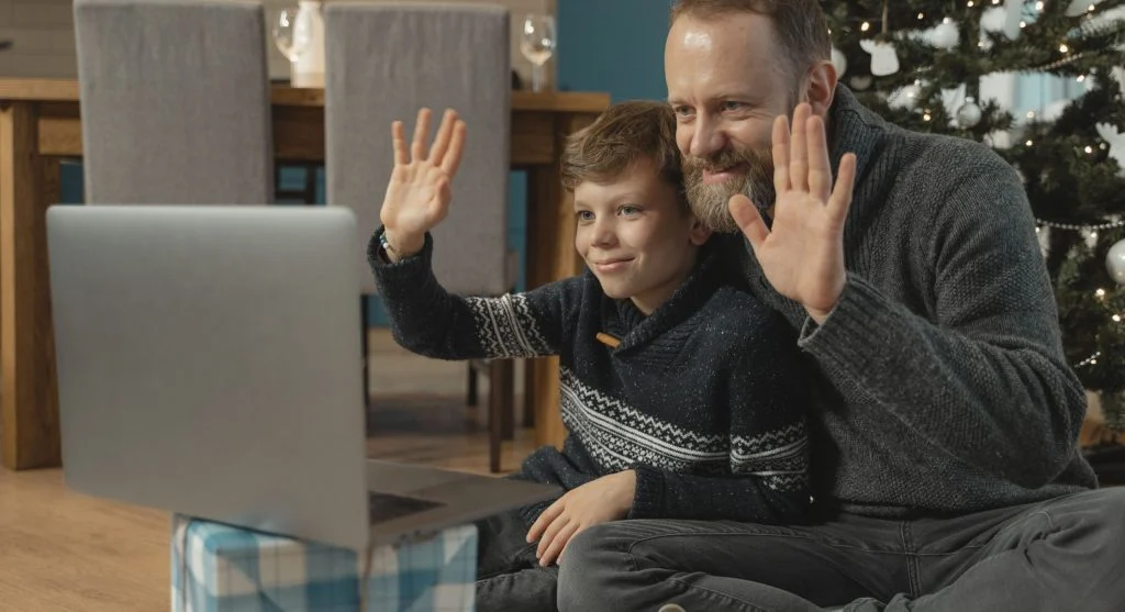 Parent and child calmly ending a video after a natural stopping point