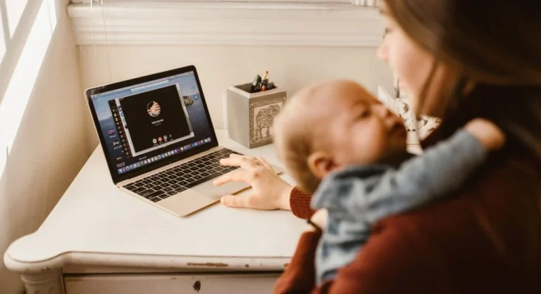 Parent and child beginning a calm goodbye routine before ending a video call