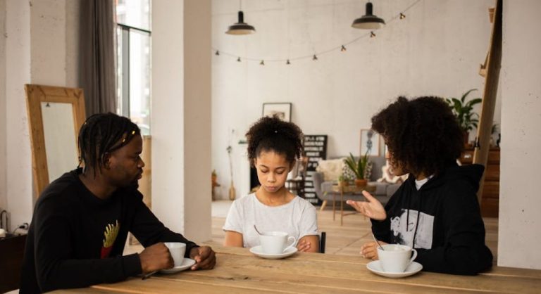 family having calm conversation