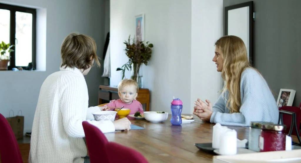 family members talking together