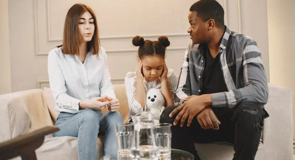 parents talking to kids at home