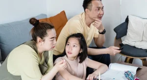 parent reading instructions aloud