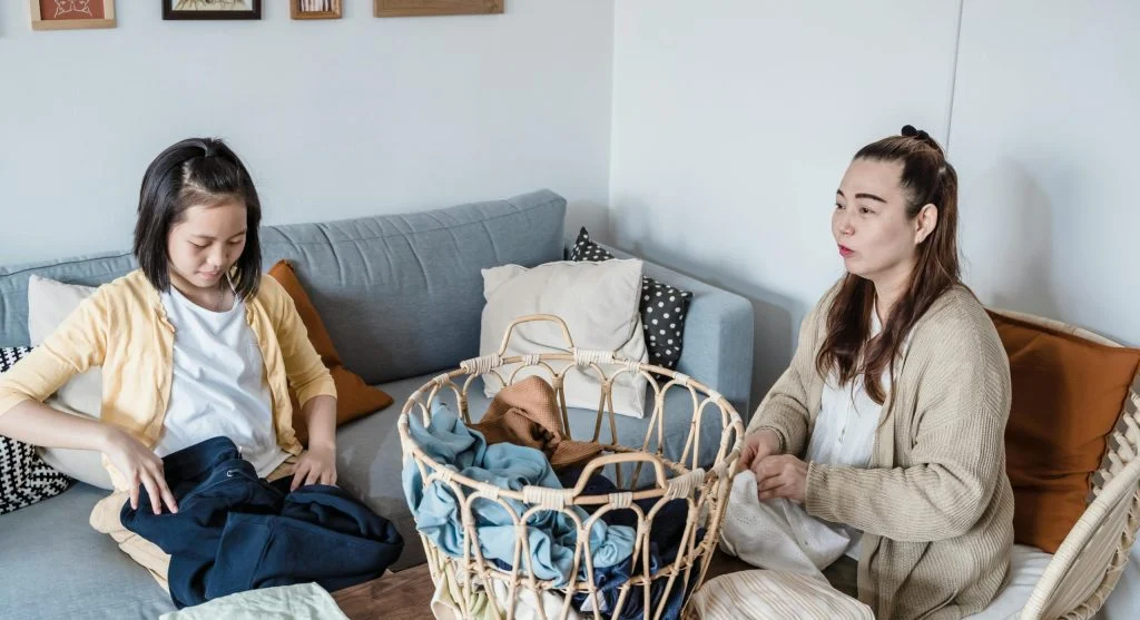 child listening to parent correction