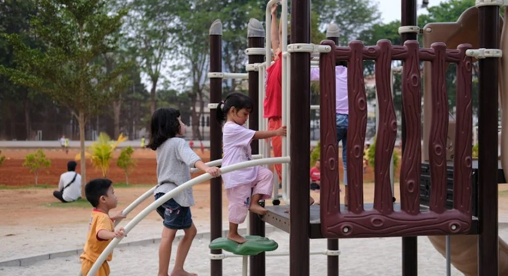 happy children playing in park