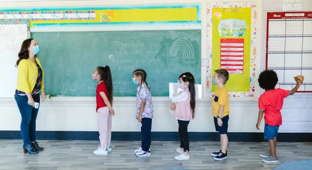 children learning classroom rules