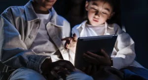 Small light switched on near a family charging spot before screen time ends